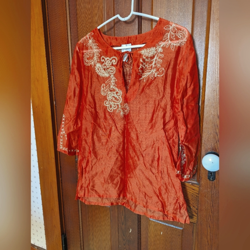 Sheer boho tunic top